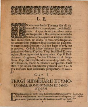 Dissertatio Iuridica De Tergo Subsidiario. vulgo Von der Bezahlung mit der Haut