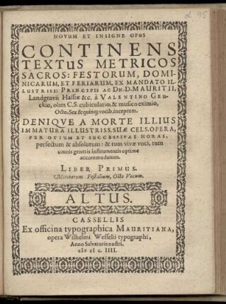 Valentin Geuck: Novum et insigne opus ... Liber primus. Altus