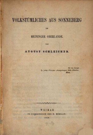 Volkstümliches aus Sonneberg im Meininger Oberlande