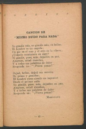 Canción de "Mucho ruido para nada"
