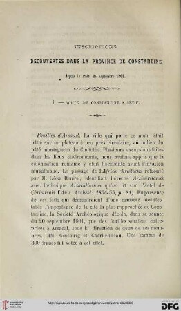 6: Inscriptions découvertes dans la province de Constantine depuis le mois de septembre 1861