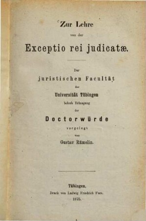 Zur Lehre von der exceptio rei iudicatae