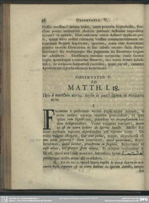 Observatio V. Ad Matth. I. 18.