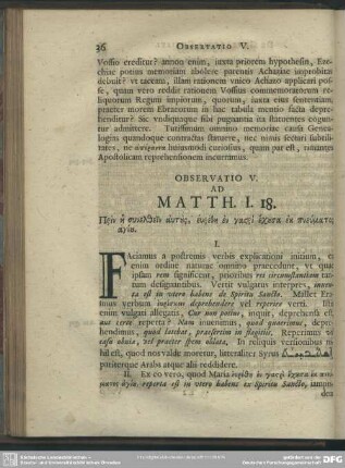 Observatio V. Ad Matth. I. 18.