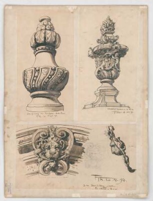Thiersch, Friedrich von; München; Justizpalast - Vasen u. Ornamente (Details)