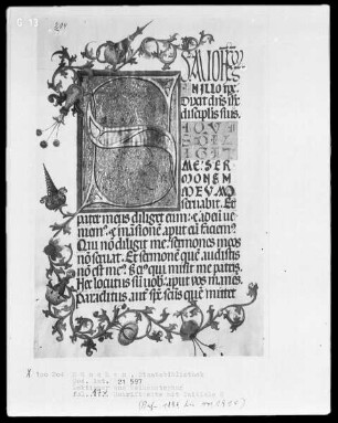 Lektionar für Kloster Weihenstephan angefertigt — Initiale S und Dreiviertelbordüre, Folio 17verso