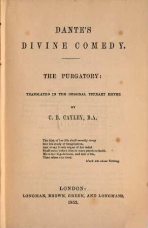 Divine comedy : Translated in the original ternary rhyme by C. B. Cayley. 2