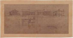 Döllgast, Hans; Gstadt am Chiemsee (Bayern); Holzhaus F. B. - Grundriss; Ansichten; Schnitt