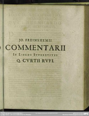 Jo. Freinshemii Commentarii In Libros Superstites Q. Curtii Rufi