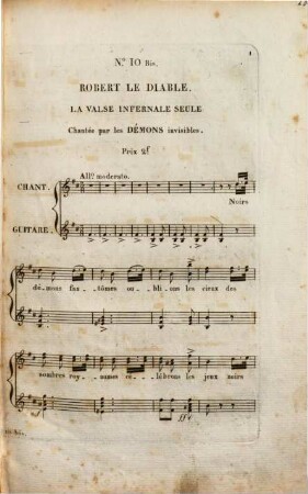 Robert le diable : opéra en 5 actes ; catalogue thématique des morceaux détachés avec accompt. de guitare, 10. Valse infernale