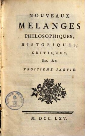 Nouveaux mélanges philosophiques, historiques, critiques, ..., 3