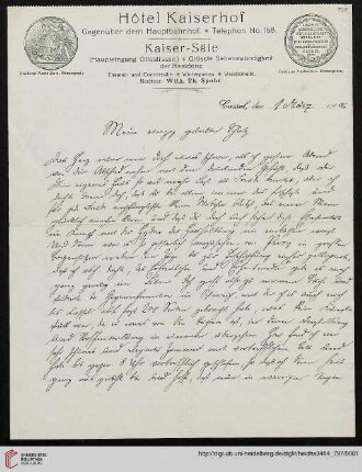 Heid. Hs. 3484,797: Brief von Eberhard Gothein an Marie Luise Gothein