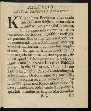 Praefatio. Lectori Benevolo Salutem!