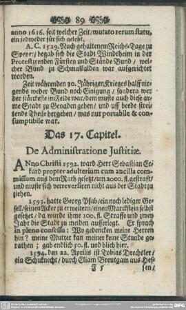 Das 17. Capitel. De Administratione Iustitiae