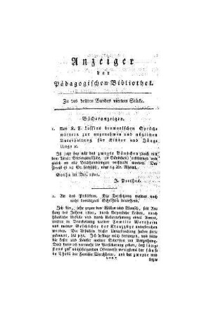 Anzeiger der Pädagogischen Bibliothek