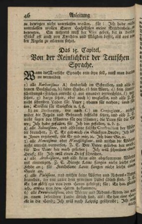 Das 15. Capitel, Von der Reinlichkeit der Teutschen Sprache