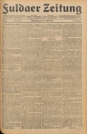 Ausgabe vom Donnerstag, den 16. April 1914.