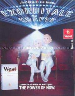 Werbeschild (doppelseitig) für "West Lights"-Zigaretten