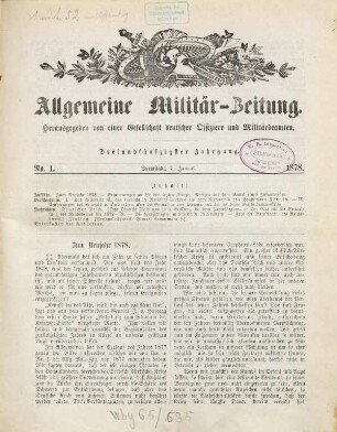 Allgemeine Militär-Zeitung. 53. 1878
