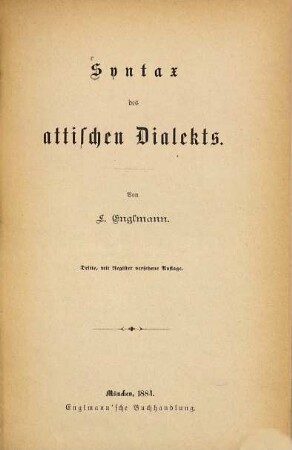 Syntax des attischen Dialekts