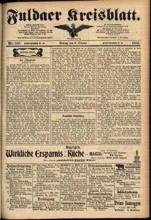 Zweite Ausgabe vom Freitag, den 09. Oktober 1903.