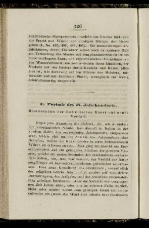 E. Periode des 17. Jahrhunderts. Restauration der italienischen Kunst und neuer Verfall.