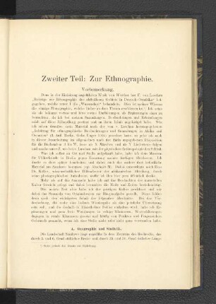 Zweiter Teil: Zur Ethnographie.