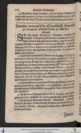 Bericht, worauf Sr. Churfuerstl. Durchl. zu Brandenb. Schiffsbediente zu schweren pflegen.