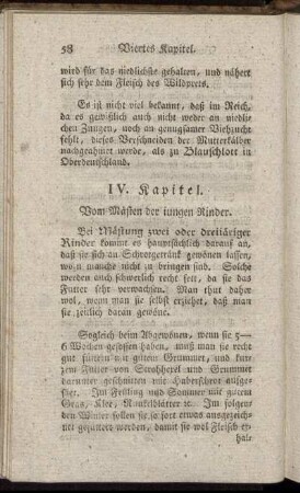 IV. Kapitel. Vom Mästen der jungen Rinder.
