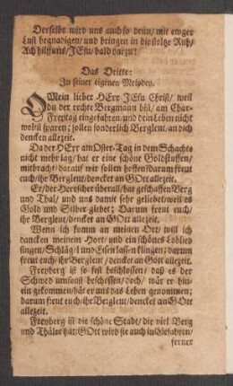 Das Dritte: Jn seiner eigenen Melodey.