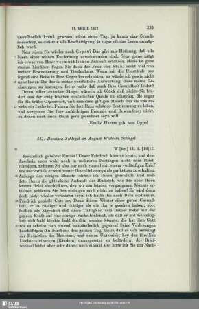 Dorothea von Schlegel an August Wilhelm von Schlegel, Wien, 11.04.1812