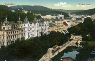 Marienbad. Kaiserstraße mit Straßenbahn