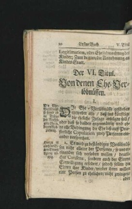 Der VI. Titul. Von denen Ehe-Verlöbnüssen.
