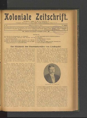 Der Rücktritt des Staatssekretärs von Lindequist.