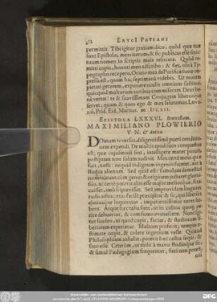 Epistola LXXXVI. Bruxellam. Maximiliano Plowierio V. N. & Amico.