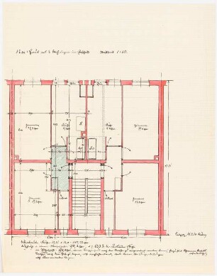 Haus mit zwei Wohnungen pro Geschoss, Leipzig: Grundrisse 1:50