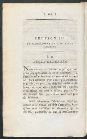 Section III. De L'Amélioration Des Vieux Chemins