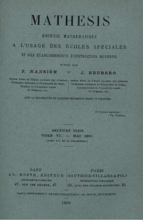Deuxième. Tome VI. - Mai 1896.