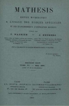 Deuxième. Tome VI. - Mai 1896.