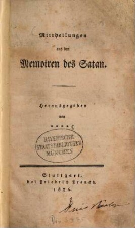 Mittheilungen aus den Memoiren des Satan, [1]