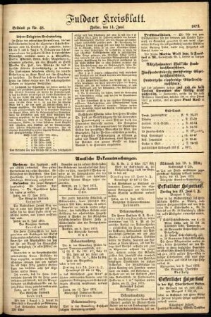Zweite Ausgabe vom Samstag, den 14. Juni 1873.