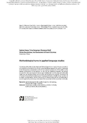 Methodological turns in applied language studies