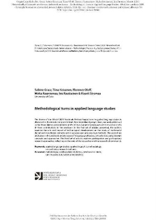Methodological turns in applied language studies