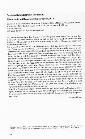 Friedrich Schmidt (Daten unbekannt) Altarschrein mit Bernsteininkrustationen, 1678