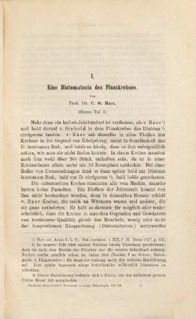 Deutsche Zeitschrift für Thiermedicin und vergleichende Pathologie. 7, 7. 1881/82