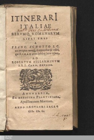 ITINERARI[I] || ITALIAE || RERVMQ. ROMANARVM || LIBRI TRES ||