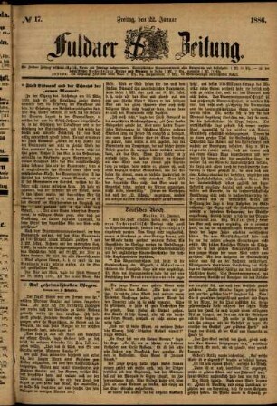 Ausgabe vom Freitag, den 22. Januar 1886.