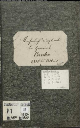 Kirchenbuchduplikate der katholischen Gemeinde Vörden, Kreis Höxter (GHT 1815-1830) (Gemeinde: Katholische Gemeinde Vörden)