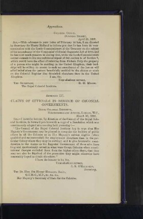 3. Claims of Officials in Service of Colonial Governments.