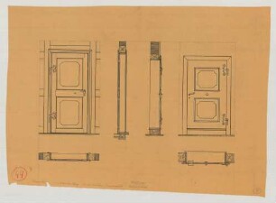 Kaisermühl (Kreis Lebus): [Hof Zachert]. Tür [im Wohnhaus] (Ansichten, Schnitte)